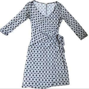 Touch9 no size small/med stretchy wraparound Black & white geometric shape dress